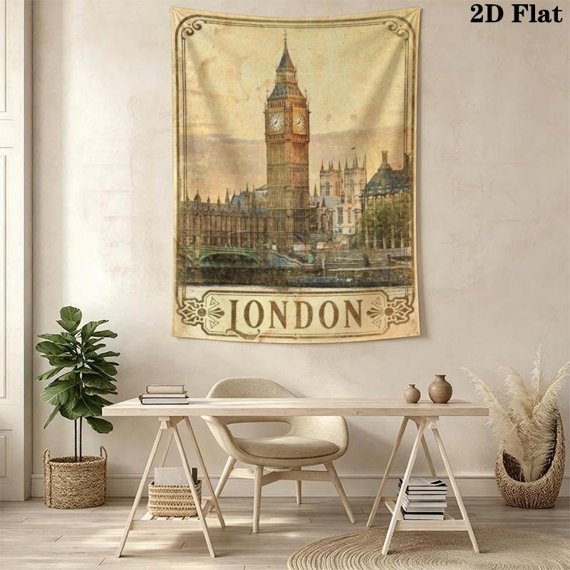 Vintage London Playing Cards Pattern Home Decor Tapestry, Wall Hanging, Decorative RV Wall Cloth.MGT0918503