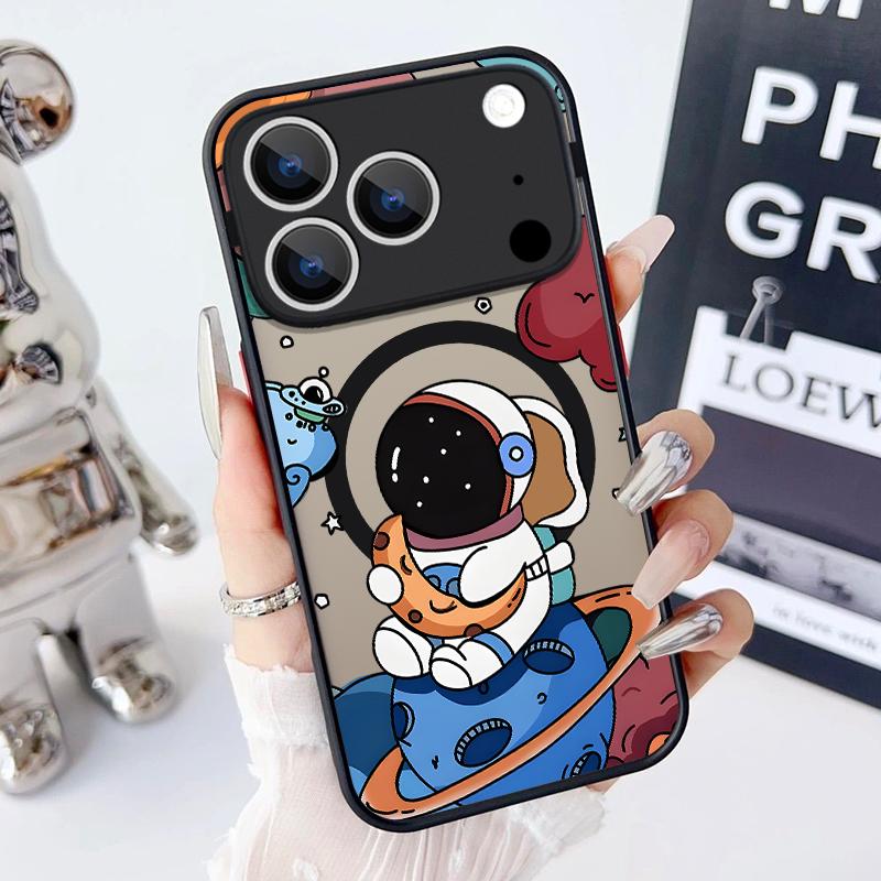 Magnetic Acrylic Phone Case For iPhone 17e 17 16 15 14 13 Pro Max 16e 11 For Magsafe Wireless Charge Space Astronaut Print Cover