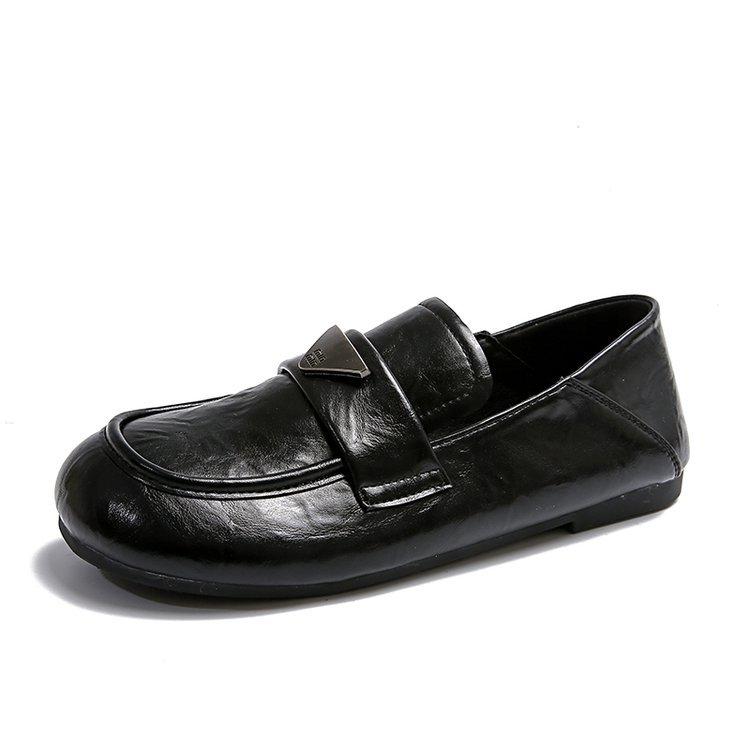 

Коричневые 2025 весенние металлические квадратные пряжки новые лоферы модный темперамент знаменитость удобные легкие туфли для работы 35