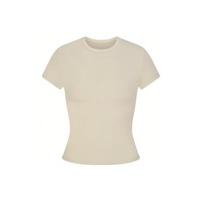 Fits Everybody T-Shirt Soft Round Neck Short Sleeve Regular T-Shirt Women Tops Talc AP-TSH-0649-TLC