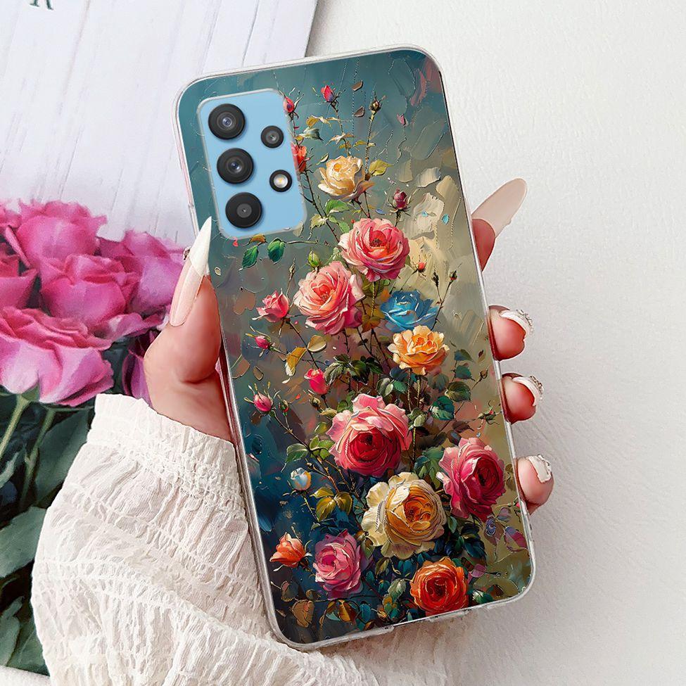 For Samsung A32 5G Case SM-A326B Clear Cute Cat Fashion Funny Painted Back Cover For Samsung Galaxy M32 5G Phone Case SM- M326B