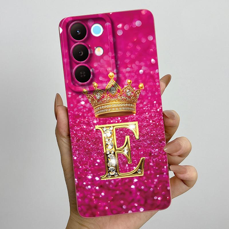 For Realme 15X C85 5G Crown Initial Letter Couple Phone Case Realme15X RMX5250 RMX5253 Soft Silicone TPU Lens Protective Casing