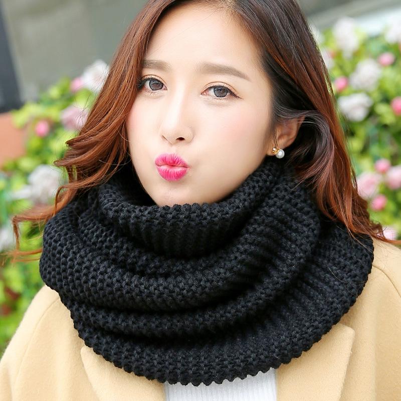 Women's Korean Style Solid Color Knit Wool Pullover Scarf - Autumn/Winter 2025