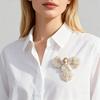 Faux Pearl Angel Brooch Handmade Brooch Pin Christmas Gift with Shiny Accents Elegant Accessory for Jacket Scarf Bag Festive Party Decor