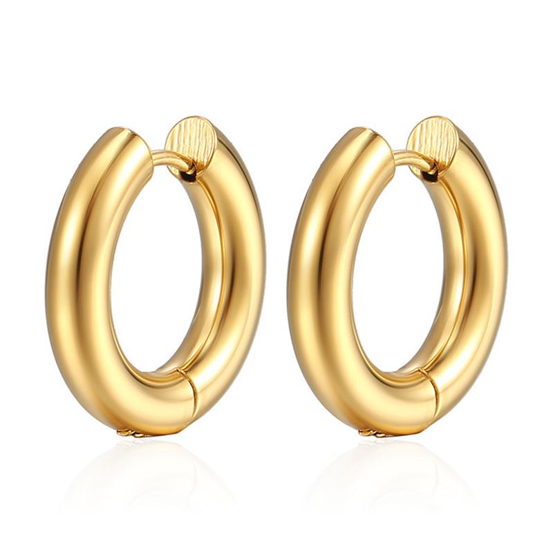 Geometry Simplicity Circle Hoop Earrings For Men Women's Stainless Steel Hip Hop Gold Color Fashion Jewelry Gift KAE163