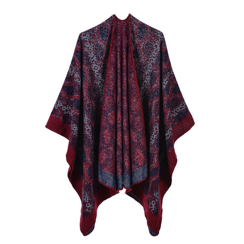 Women's Autumn and Winter Extended Fashion Scarf Shawl Dual-purpose Travel Camping Warm Double-sided Imitation Cashmere Cape