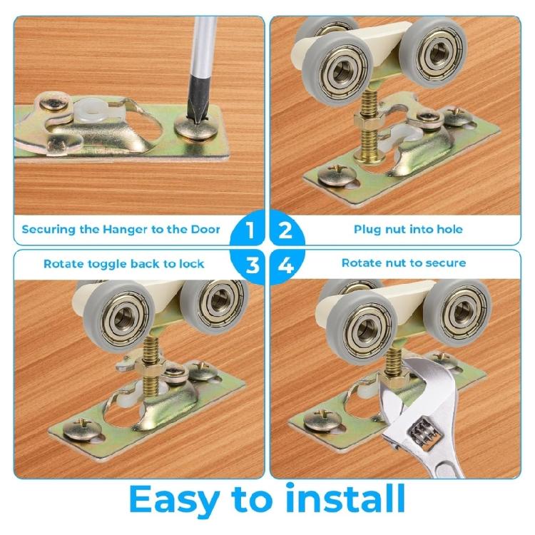 4PCS Sliding Door Mounting Brackets High Strength Metal Construction Hanger Plates for Secure Overhead Track Assembly