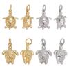 12Pcs 4 Styles Brass Pendants Tortoise Charms with Jump Ring Lead Free & Cadmium Free Rack Plating Long-Lasting Plated Platinum & Golden