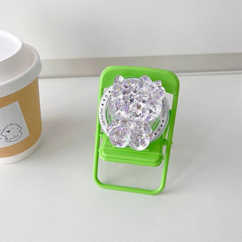 Korean Ins Style Transparent Glitter KT Cat Phone Airbag Bracket Magnetic Suction Magsafe Retractable Support