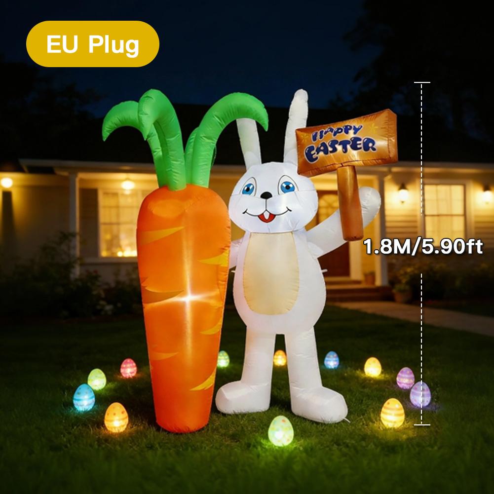 LED Waterproof Easter Light Yard Lawn Decor 1.5/1.8/2.1M Bunny/Carrot/Egg Figure Easter Universal Glowing Inflatable Decoration