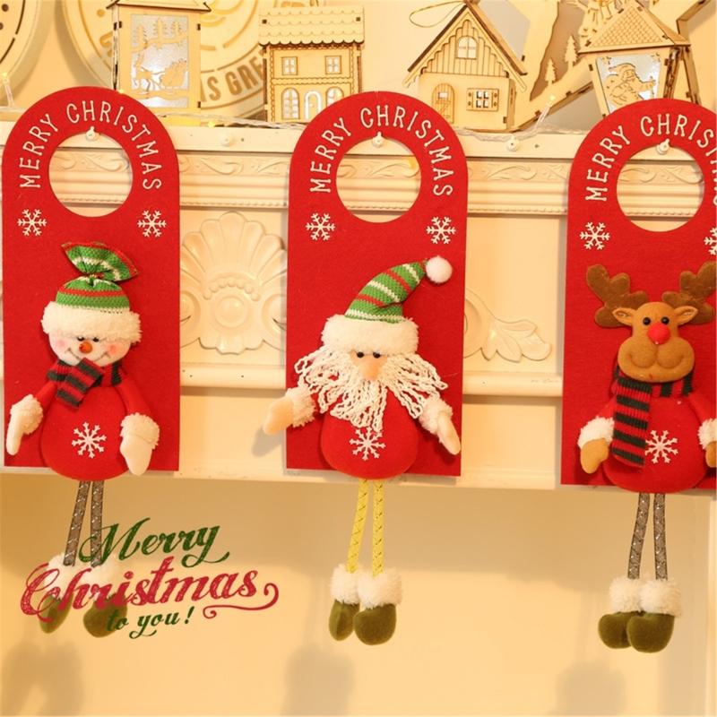 Stylish Santa Door Knob Hanger Lovely Figurine Door Handle Hanging Ornament Durable Christmas Festival Adornment