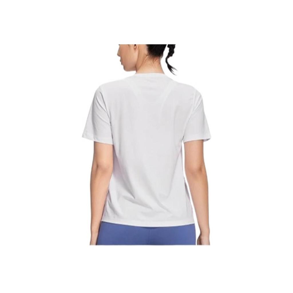 Li Ning Fitness Series Logo Print Solid Color Round Neck Short Sleeve T-Shirt Women Tops White ATSS360-7