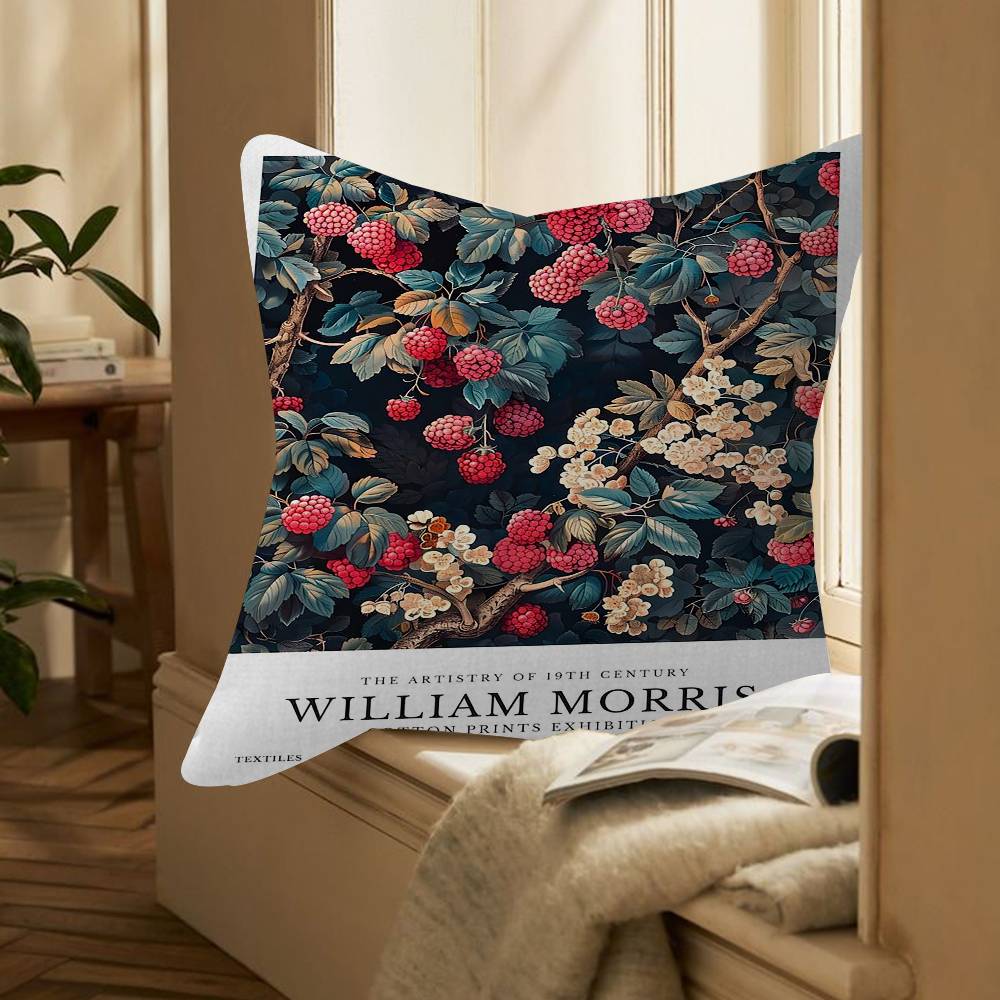 Abstract William Morris Flower Leaf Bird Cushion Cover Car Throw Pillow Case For Sofa Car Christmas Gift