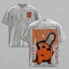 Pochita Chainsaw Man Anime Printed T-shirt Summer Short Sleeve Casual Tee Clothes Men Clothing Vintage Y2k Washed Polyester T Shirt
