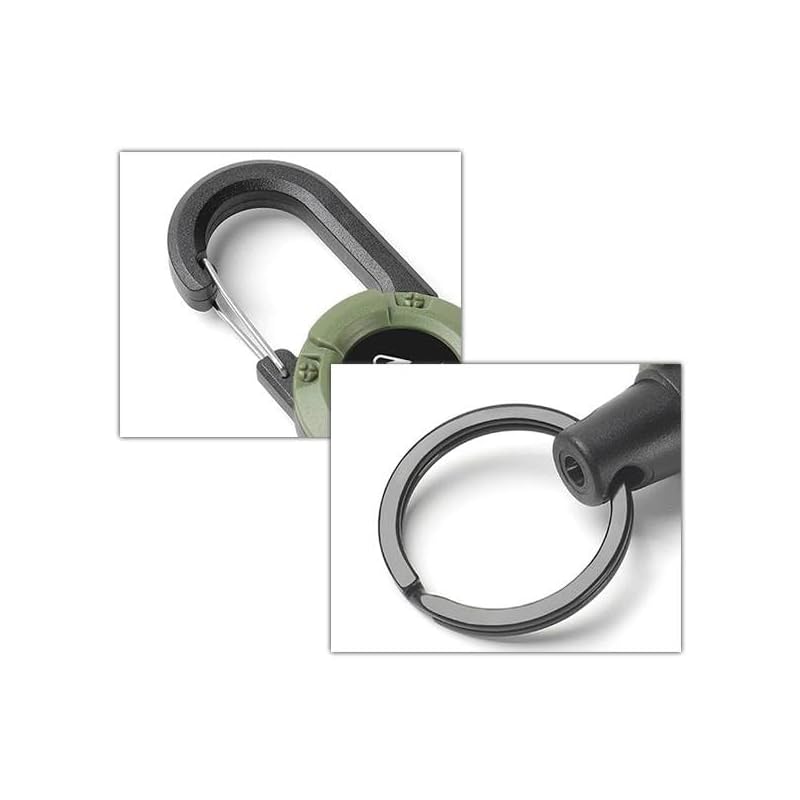 [Rise Japan] With Carabiner Reel Keychain Extend Maximum 62cm Wire Telescopic Reel Wire Key Chain Black