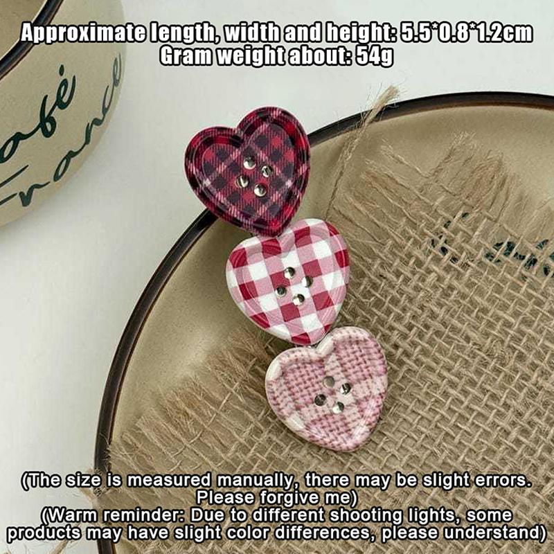 4Pcs Sweet Check Love Button Hair Clip Side Bangs Girly Cute Duckbill Clip For Girls Hair Accessories