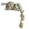 Decorative Statues for Table Edge Elephant Shelf Sitter Mother Hanging 2 Baby Elephants on The Creative Gift Family And Friends Edge Hand-Painted