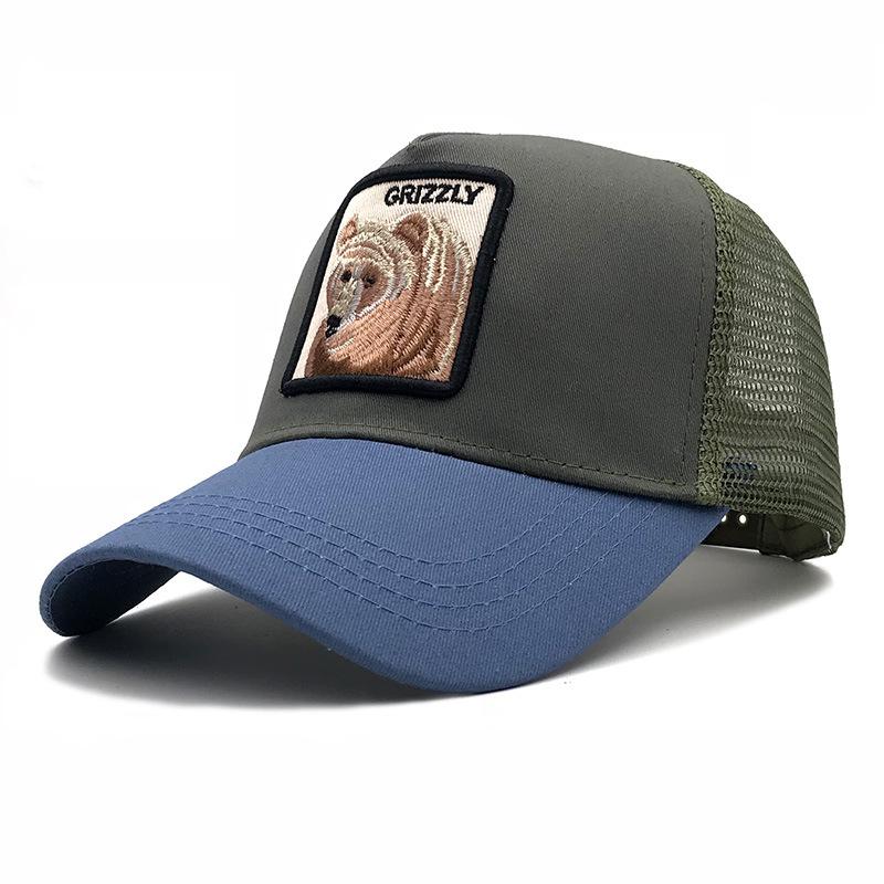 Spring And Summer Baseball Net Hat Animal Patch Color Matching Cap Embroidery Men And Women Fashion Personality