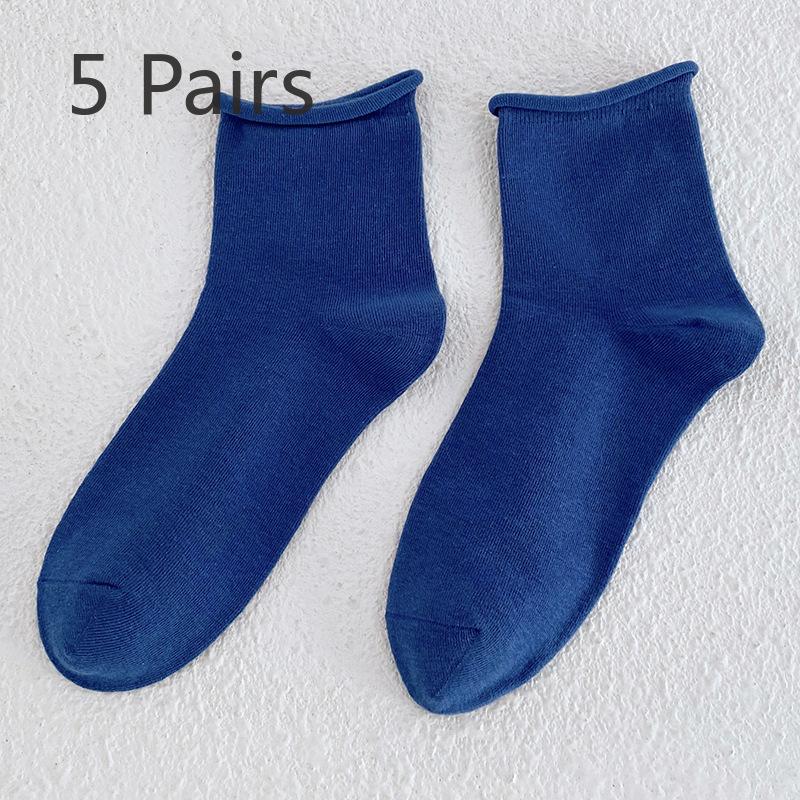 

5 пар однотонных женских носков для завивки конфетного цвета средней длины на весну и осень 5 Pairs