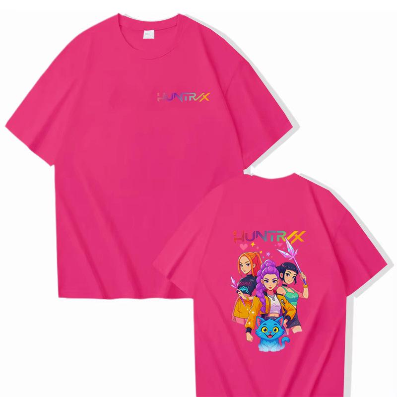 K-POP Demon Hunter Women's Style Sportswear Casual Shirt Men's New Summer T-Shirt Girls' Round Neck Short Sleeve Cartoon Print