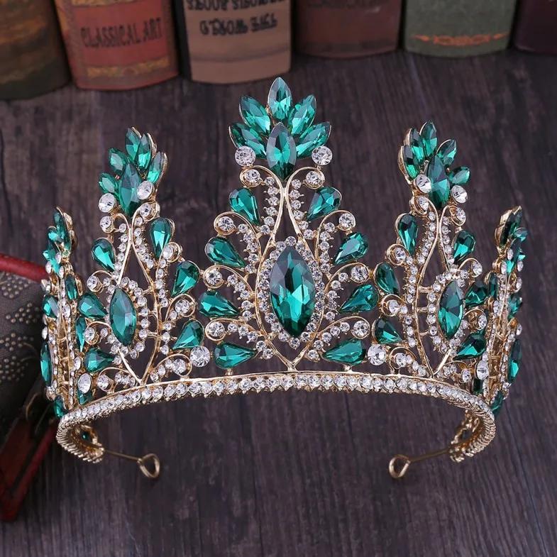 Barock Rosegold Farbe Kristall Braut Diademe Kronen Große Strass Diadem Schleier Diadem Braut Kopfschmuck Hochzeits Haarschmuck