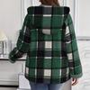 Ladies' Loose Comfortable Casual Fashionable Zipper Hooded Plaid Printed Jacket