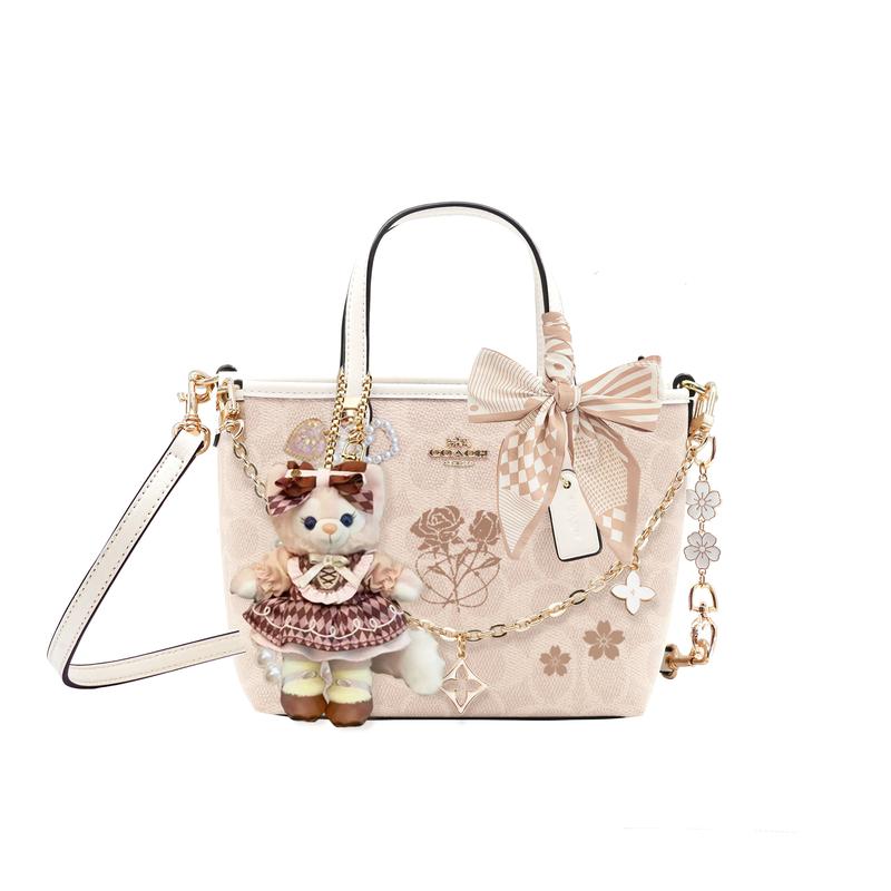 

COACH handbag [Customized bag] City 15 Princess Style Literary Classic Fashion Versatile Coated Walking among Flowers Basic Pack (bag + dust bag) білий