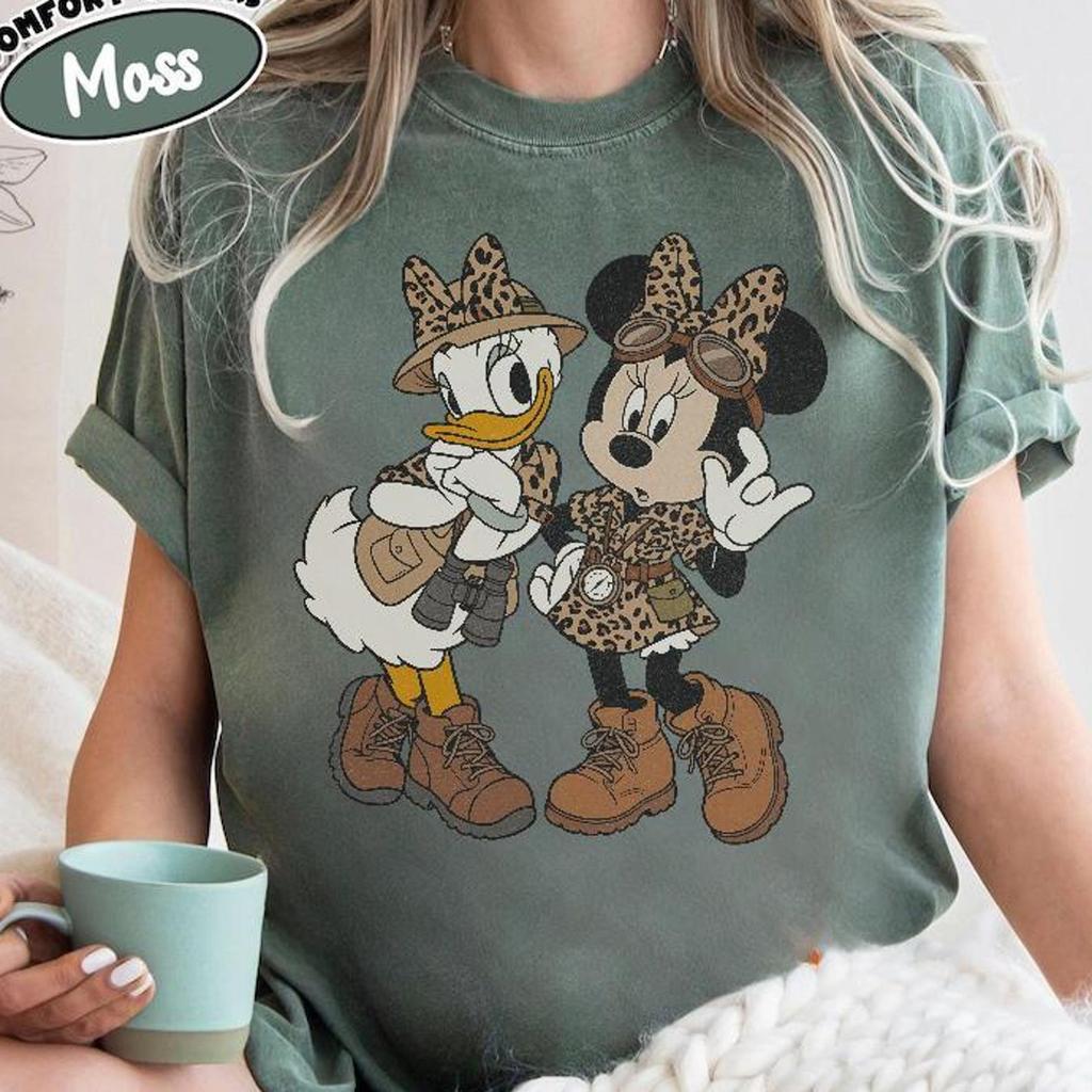 Comfort Colors® Retro Minnie Daisy Safari Leopard Shirt, Animal Kingdom Leopard Besties Tee, Lets Get Wild WDW Matching Family Trip 2026 Tee