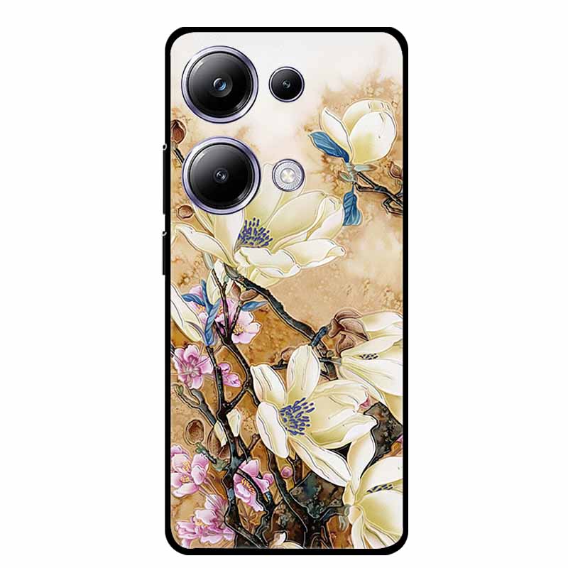 3D Emboss Case For Xiaomi Poco M6 Pro Phone Case Flower Silicone Soft Back Cover For Xiaomi Poco M6 Pro Case PocoM6 M 6 Pro Capa