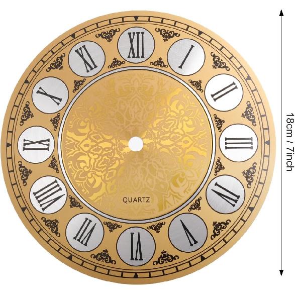 Aluminium Wall Clock Dial Face, 7 inch Diameter Arabic/Roman Numeral Clock Dial Face Replacement Parts, DIY Wall Clock for Bedroom Living Room Home