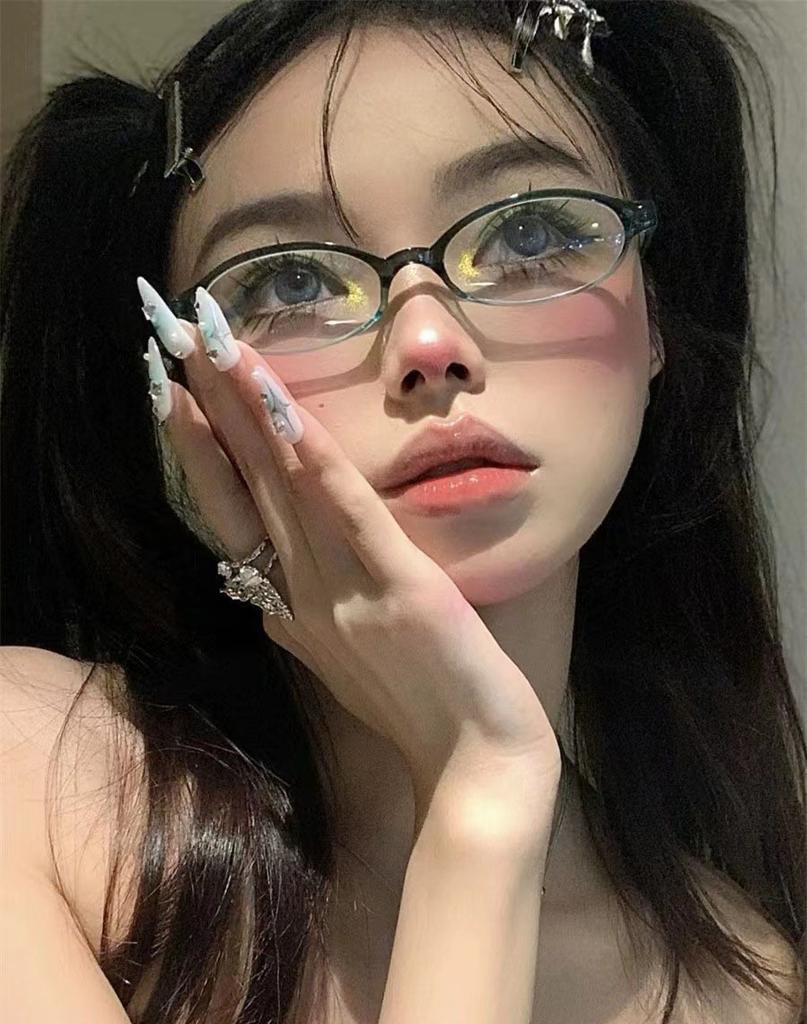 Retro-Brillengestell mit kleinem Rahmen für Spice Girls, für Studenten, Damen, ohne Make-up-Artefakt, ovale Form, flacher Spiegel