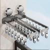 Suction Cup Drying Rack Foldable with 14 Clips Wall Mount Space Saving Hanger for Socks Underwear Baby Laundry