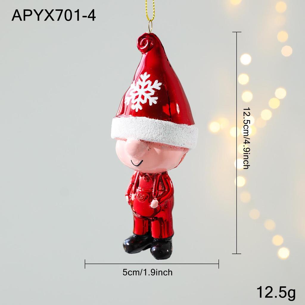 Red and White Sticky Powder Plastic Cartoon Pendant for Christmas Tree Decoration