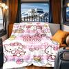 1pc Hello, Kitty, Sweet RV Blanket, Digital Printed Flannel Blanket, Multi-Purpose Four Seasons Hypoallergenic Quilt for Sofa, Bed, Office,