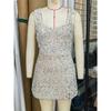 Pailletten Mini-Kleid Glitzernd Breiter Träger Quadratischer Ausschnitt Rückenfrei Bodycon Kurz Gewand Sexy Seitenschlitz Glitzer Ärmellos Geburtstagsparty Cocktail Club Kleid