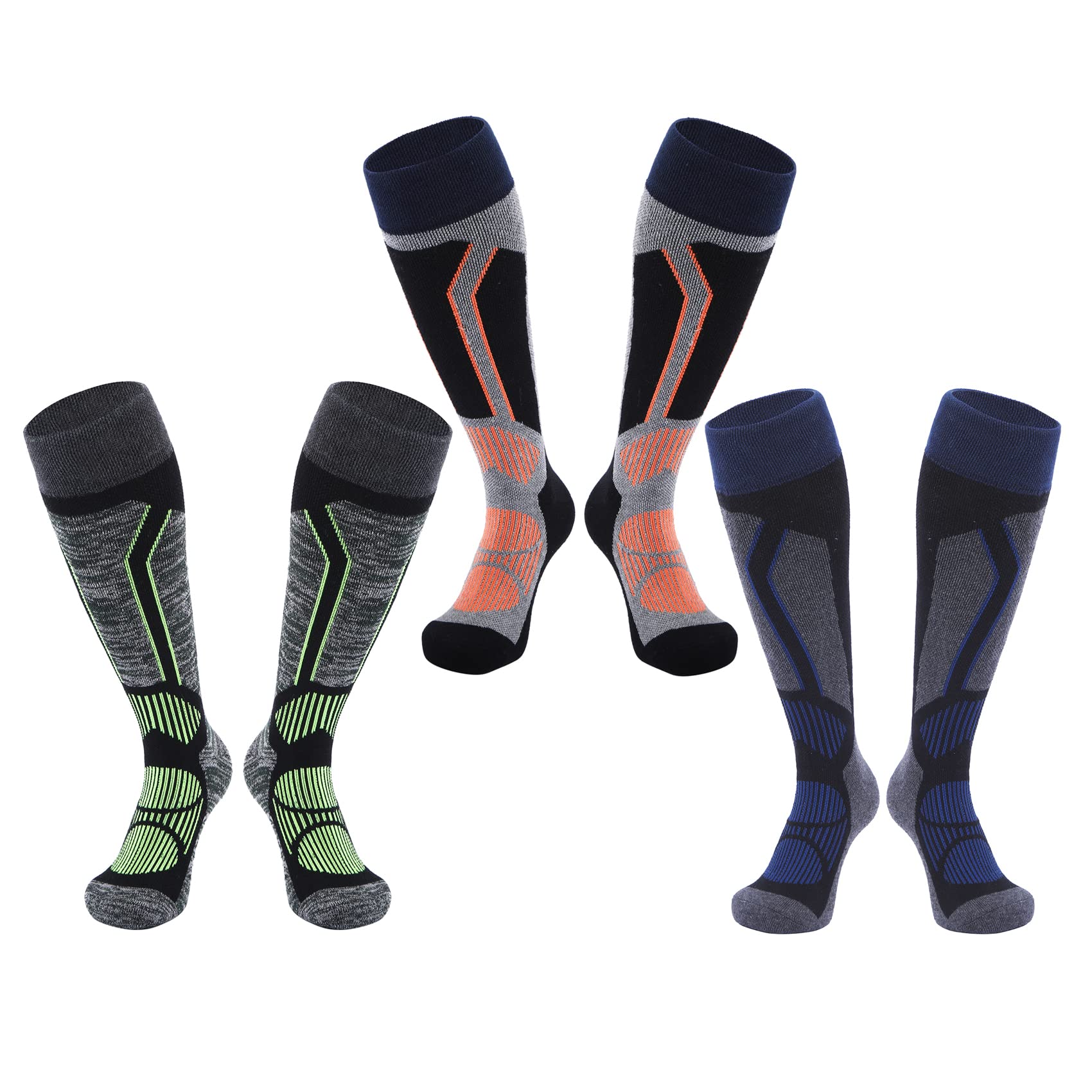 

Компрессионные высокие носки TENOCEE для улицы и темно-синие флуоресцентно-зеленые флуоресцентные 3 размера L мужские для активного отдыха, спорта, катания на лыжах, сноуборде, зимы,