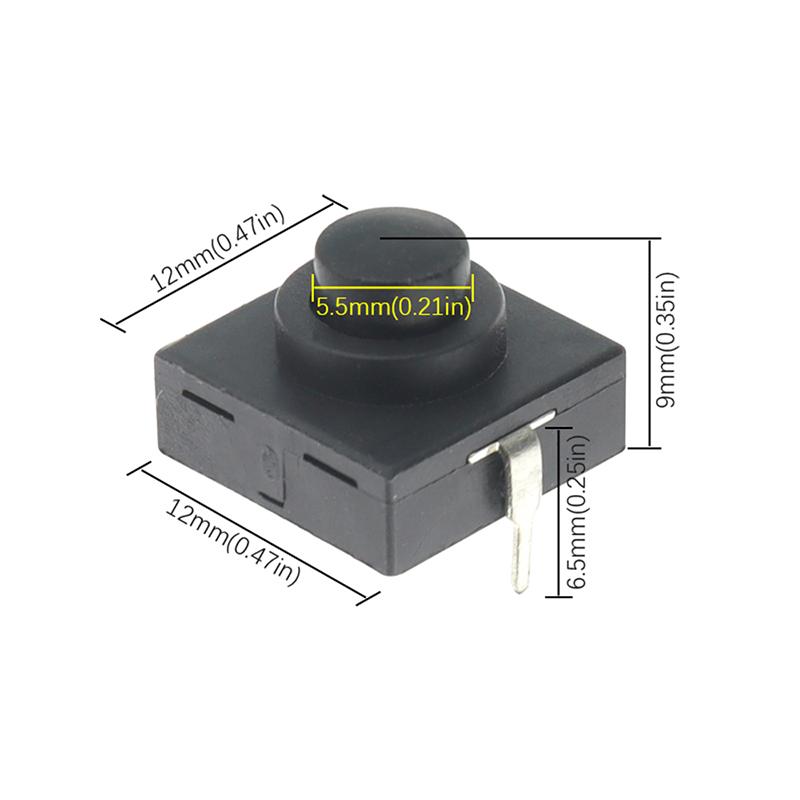10Pcs 12X12Mm Flashlight Button Switch 3 Legged Vertical Straight Insertion Two On And One Off Black Button Switch
