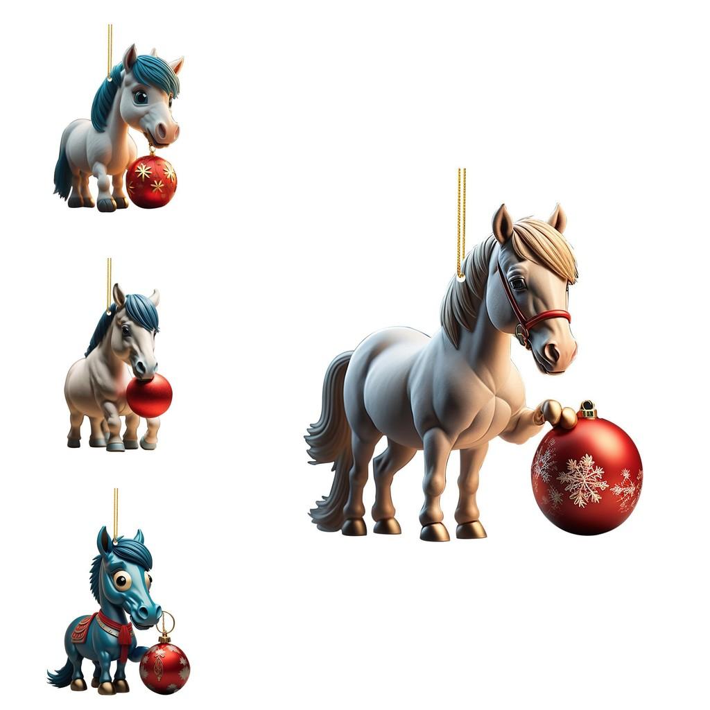 Adorable Acrylic Horse Christmas Tree Decoration For Natal Family Festivities