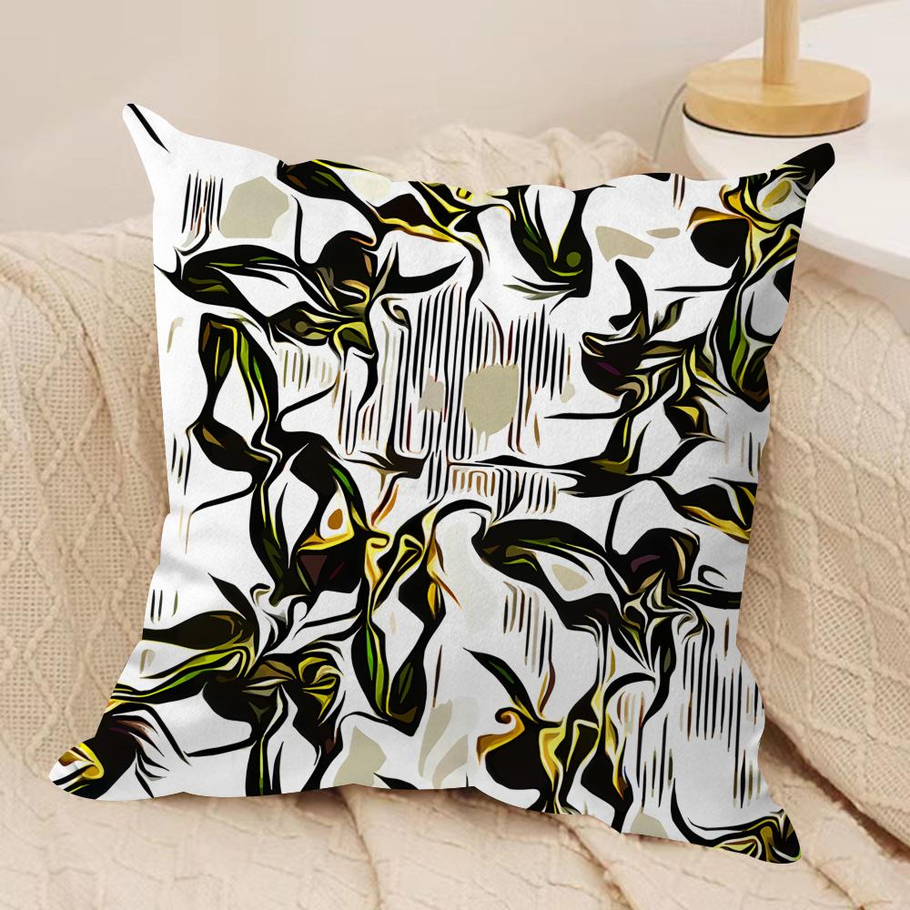 Floral Print Textile Retro Cushion Cover Silky Short Plush Invisible Zipper Dustproof Sofa Pillow Case for Home Decor