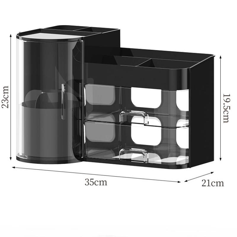 Desktop Cosmetics Storage Box Organizer Rotating Dust-proof Makeup Brush Holder Light Luxury Compartment Lipstick Storage Holder