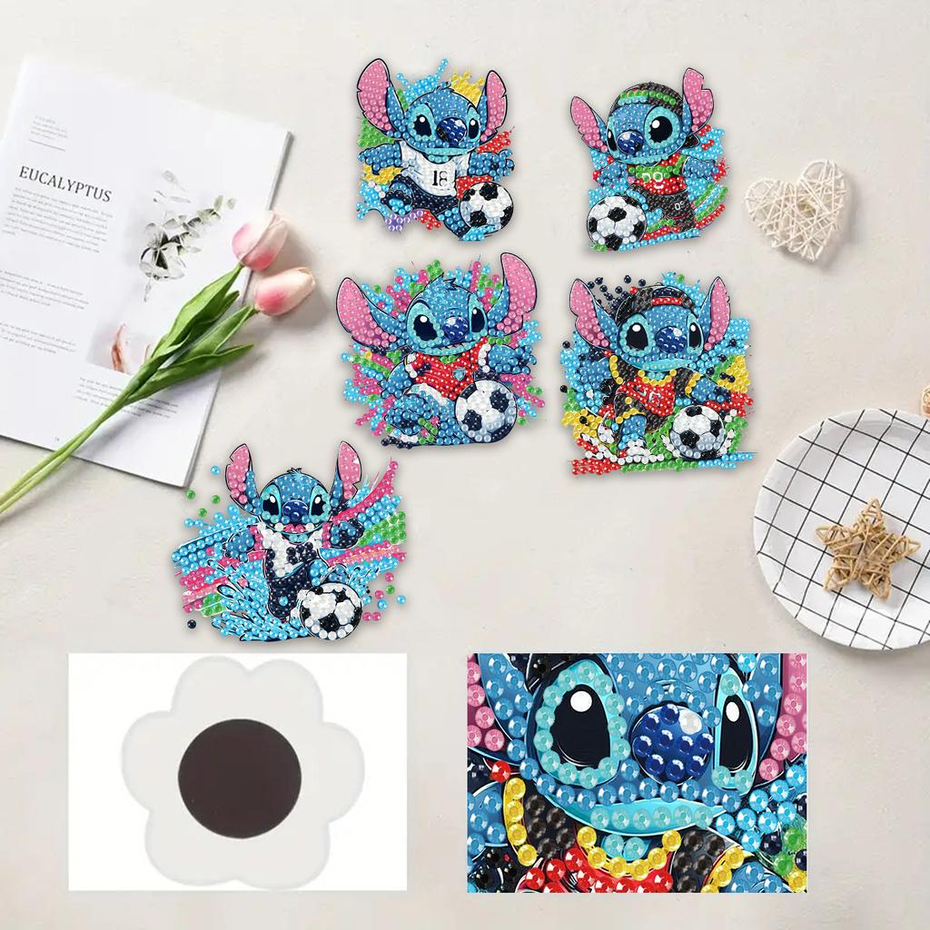 6Pcs Little Football Player Diamond Art Fridge Magnet Diamond Painting Refrigerator Magnet Diamond Painting Fridge Magnet for Adults Beginners