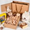 Newborn Baby Toys Hundred Days Wooden Gift Box For Children, Full Moon Baby Soothes Bear, Rattles, Grinds Teeth And Bites