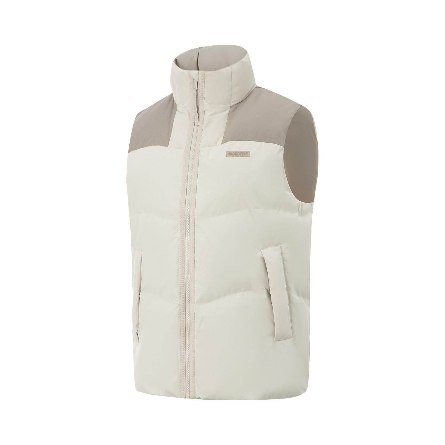 Li Ning BADFIVE Down Vests Men s Gravel White Gray Stand Collar Fleece Lined Other AMRV029-1 XXL