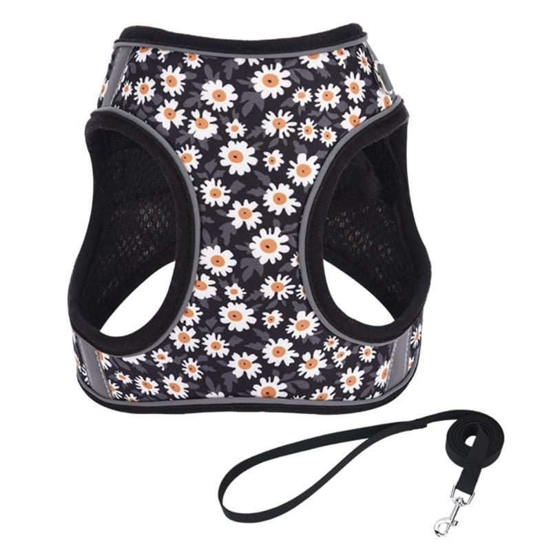 Durable Large Dog Harness for Small Dogs No Pull Adjustable and Breathable Puppies Flower Vest