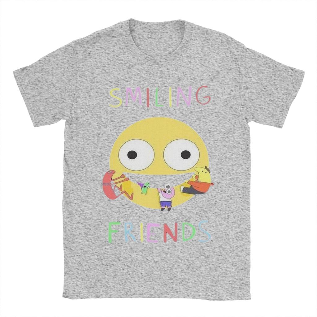 Vintage Smiling Friends Cartoon TShirt Unisexs Round Neck Short Sleeve Top Tee  Cotton Summer Clothes