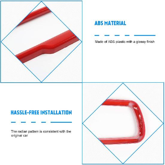 JeCar Interior Rear View Mirror Cover Trim for Dodge Challenger 2015-2020 for Dodge Charger 2010-2020 for Dodge Ram 2010-2017 (Red)