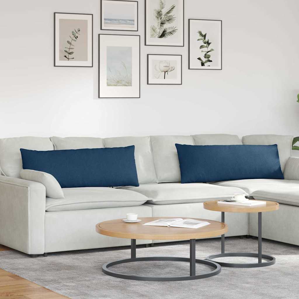 Sofa Cushions 2 Pcs Blue 120 X 40 Cm Fabric