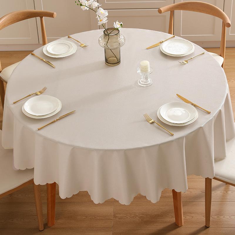 Simple Solid Color Table Cloth Waterproof Oil Resistant Round Dining Table Cloth Heat-resistant Non Washable Easy To Maintain