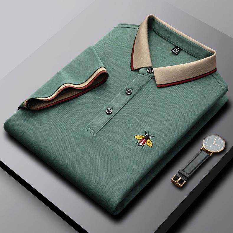 

STORN Embroidered New Men s Business Casual Short Sleeved Polo Shirt, Fashionable, Breathable, Comfortable and Versatile Top 4XL(88-95)KG зелений