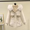 Autumn And Winter Mid Length Cotton Women's Thickened Loose Warm Cotton Coat Large Women's Cotton Coat